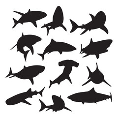 Shark laser cut templates, set of sharks, silhouettes