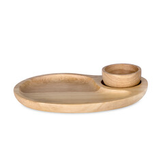 Wooden tray and wooden cup isolated on transparent background. (.PNG)