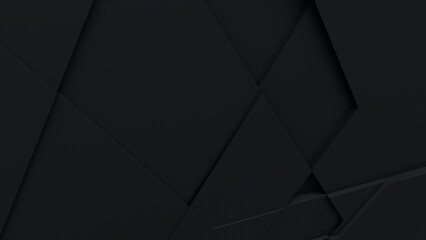 Black, Tech Background with a Geometric 3D Structure. Dark, Minimal design with Simple Futuristic Forms. 3D Render.