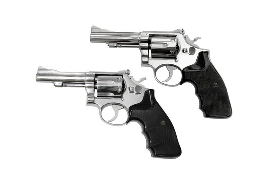 Revolver gun isolated on white background  with clipping path include for design usage purpose.