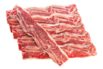 Obraz premium Cross Cut Short Ribs beef on white background, Beef Short Ribs (Sliced) on white background PNG File.