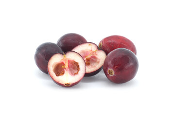 Pile of fresh cranberries isolated on white