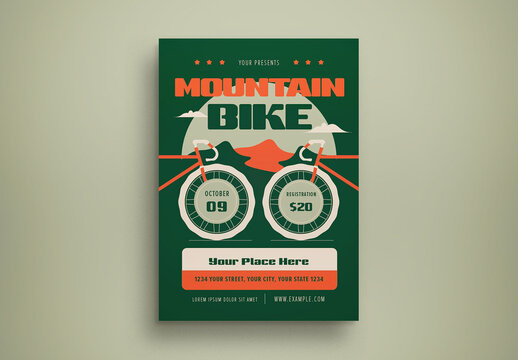 Green Flat Design Mountain Bike Flyer