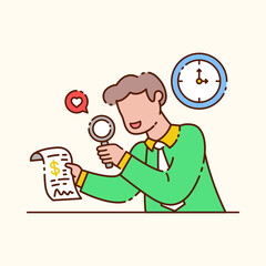 Man gets a business contract. Business concept illustration