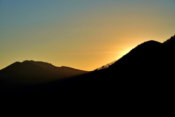 Beautiful mountains and sunset in Korea