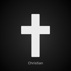 Fototapeta premium White Christian cross on a black background.