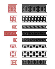 Collection of Greek Ornament Border Patterns vector illustration set 2