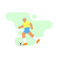 A soccer player dribbles the ball