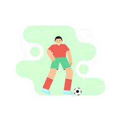 A soccer player dribbles the ball