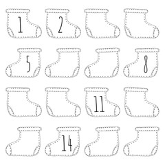 Development of children. Numbers, mathematical account. Coloring book, Puzzle, test, IQ, developing, for schoolchildren, preschoolers. Winter socks. Logic exercises. Christmas games for printing.