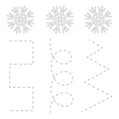 Writing practice for children. draw lines. Worksheet. How snowflakes fly. Task, puzzle for a child. Testing, IQ. Children's education. Game form of education. Worksheet for printing. Preparation 