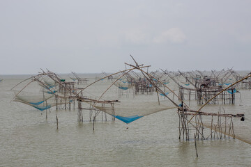 Fototapeta na wymiar nets on the beach