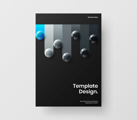 Simple realistic balls poster illustration. Unique annual report A4 vector design template.