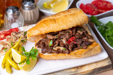 Meat beef tantuni is a kind of traditional turkish kebap