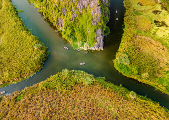 Aerial view of Van Long Natural Reserve, Vietnam