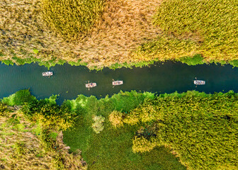 Aerial view of Van Long Natural Reserve, Vietnam