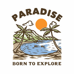 Wilderness vector t shirt graphic design. Beach vintage artwork for apparel, sticker, batch, background, poster and others.