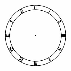 Vintage round clock roman hour time watch antique retro old, silhouette, vector