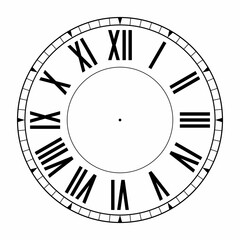 Vintage round clock roman hour time watch antique retro old, silhouette, vector
