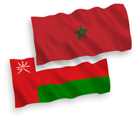 Flags of Sultanate of Oman and Morocco on a white background