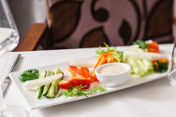 organic fresh vegetables with sauce