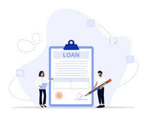 Loan agreement concept illustration. Suitable for landing page, ui, web, App intro card, editorial, flyer, and banner.