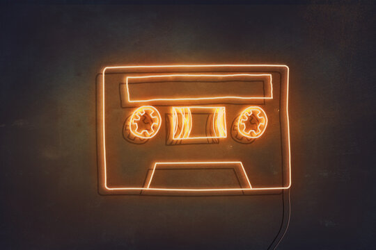retro record neon sign