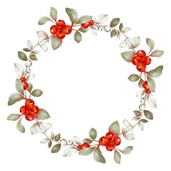 Christmas card Watercolor Christmas trees with branches and berries in a watercolor style. 