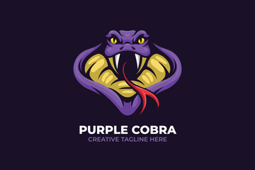 Purple Wild Cobra Mascot Logo Character