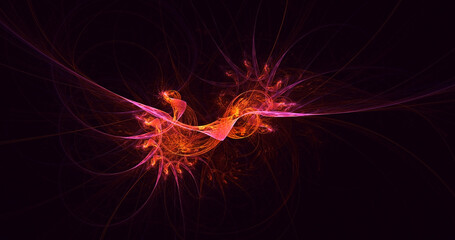 3D rendering abstract multicolor fractal light background