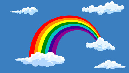 Clouds and rainbow animations, with blue background