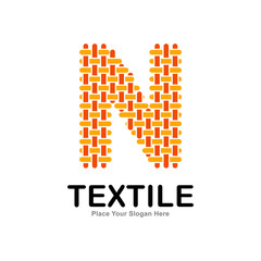 Letter N textile pattern and sewing logo vector template. Suitable for business, textile fabric, initial name, fashion, knitting, and poster