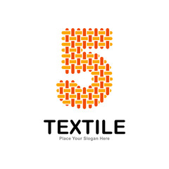 Number 5 textile pattern and sewing logo vector template. Suitable for business, textile fabric, initial name, fashion, knitting, and poster