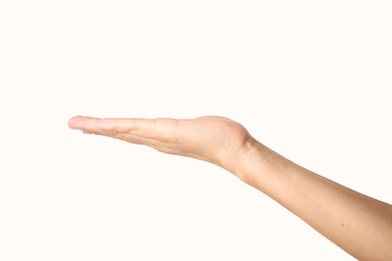 Woman hand gesture isolated on white background