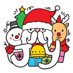 Obraz na płótnie Canvas Christmas cartoon cute character vector.