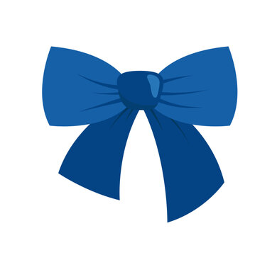Blue baw of ribbon. Baw. Cartoon, flat, vector