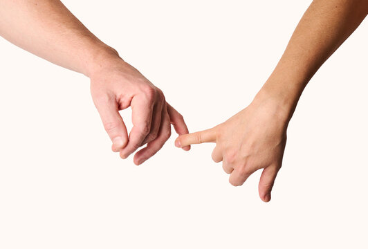 Man and woman hands holding each other, close-up
