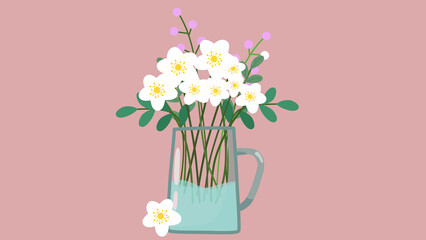 Flowers blossoming in a cup of water