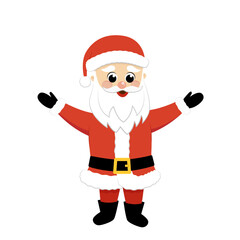 Happy Santa Claus. Cheerful Santa. Hello. Joy. Merry Christmas. Flat, cartoon, vector