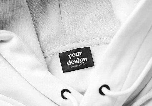 Neck Fabric Label on a Hoodie With Customizable Color