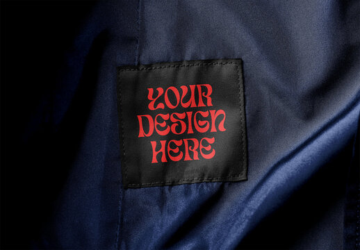 Square Fabric Label Mockup on Piece of Apparel