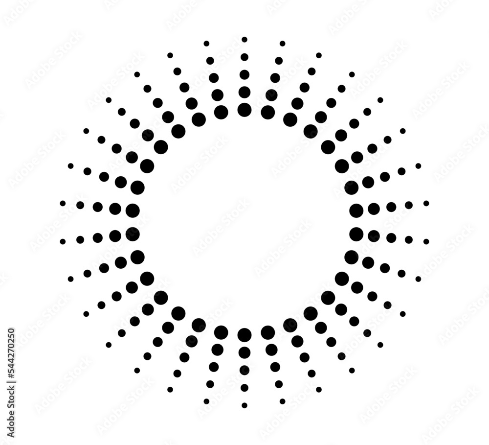 Poster dot radial circle lines. circular radiating speed geometric lines. sun star rays symbol. abstract ha