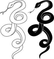 Hand drawn snake vector Illustration on black background.Milk snake vector.