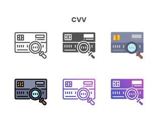 Credit Card CVV icon set style ouline, glyph, flat color and gradient. Vector Illustration for Graphic Design Element. Isolated on white background