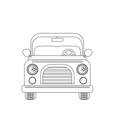 Car coloring book. Black and white front of the car. Color me. Vector