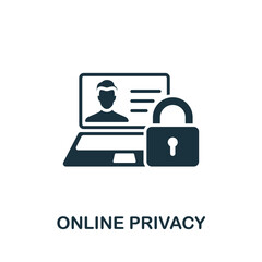 Online Privacy icon. Monochrome simple Cyber Security icon for templates, web design and infographics