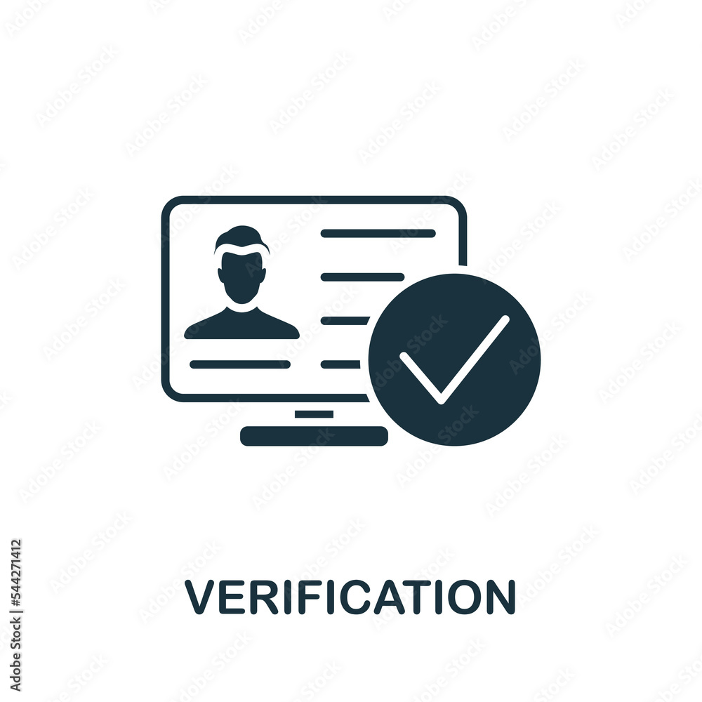 Poster verification icon. monochrome simple cyber security icon for templates, web design and infographics