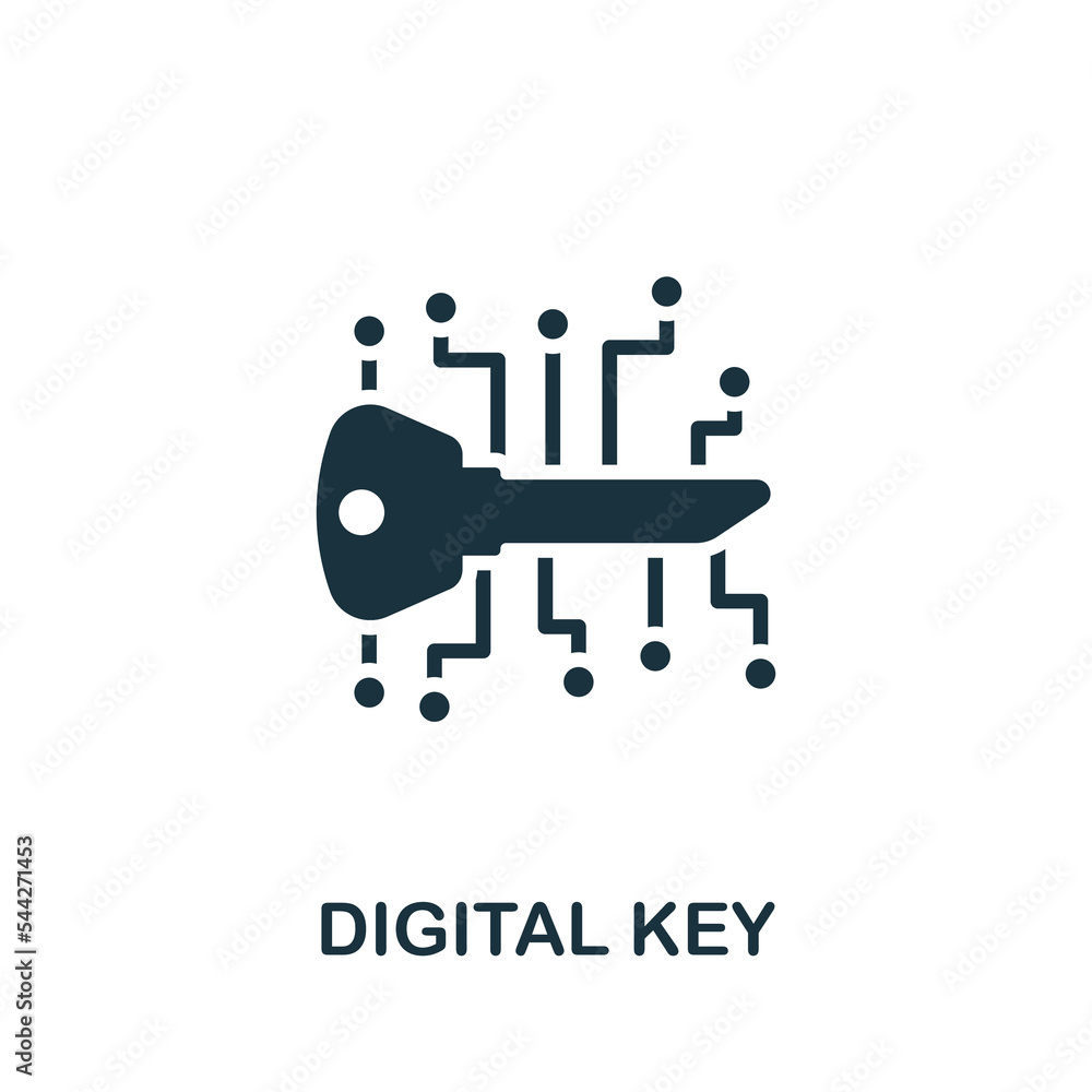 Poster digital key icon. monochrome simple cyber security icon for templates, web design and infographics