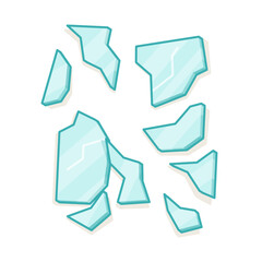 blue broken rectangular mirror plate kawaii doodle flat cartoon vector illustration