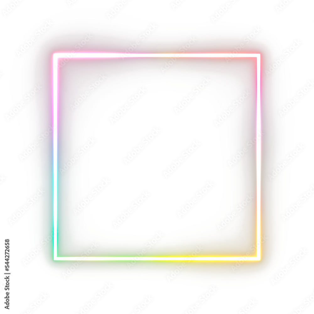 Poster neon light lines on png transparent background with reflection on the floor. neon frame for your des